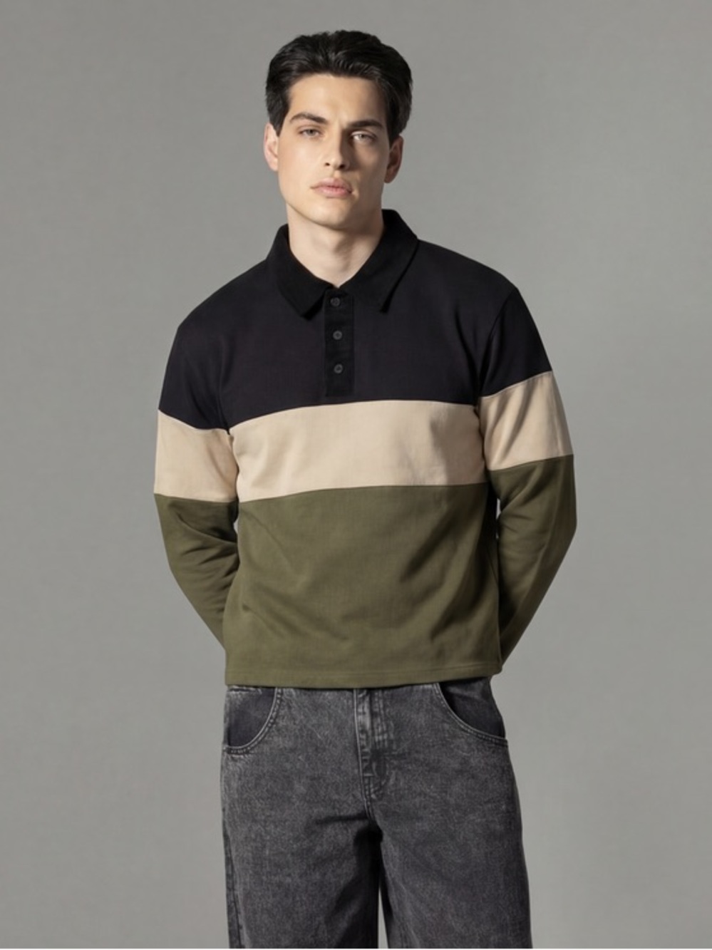 🆕 WeSC Cropped Rugby Polo Shirt LS Color block